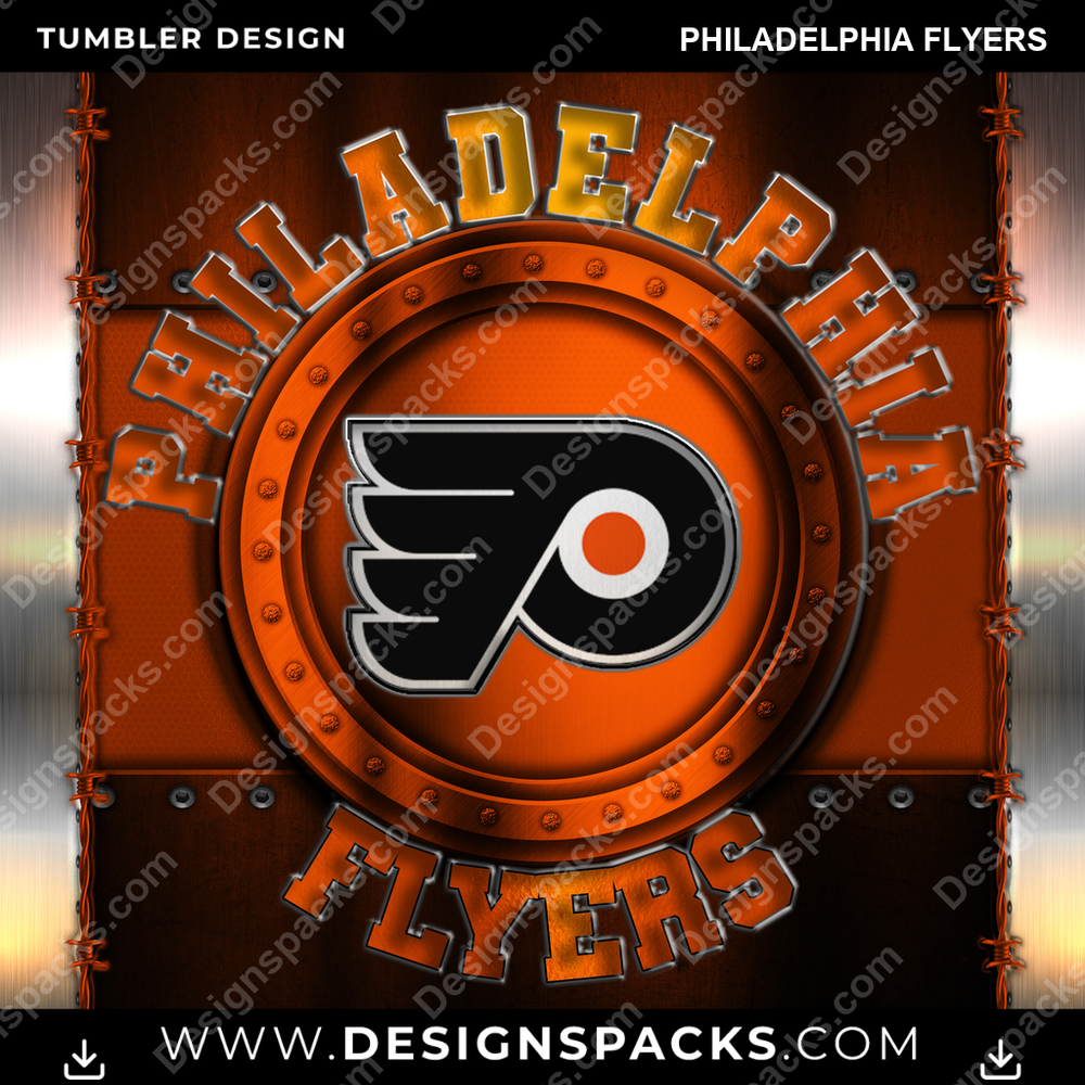 Ice Hockey Metal Philadelphia Flyers Tumbler Digital Wrap Design