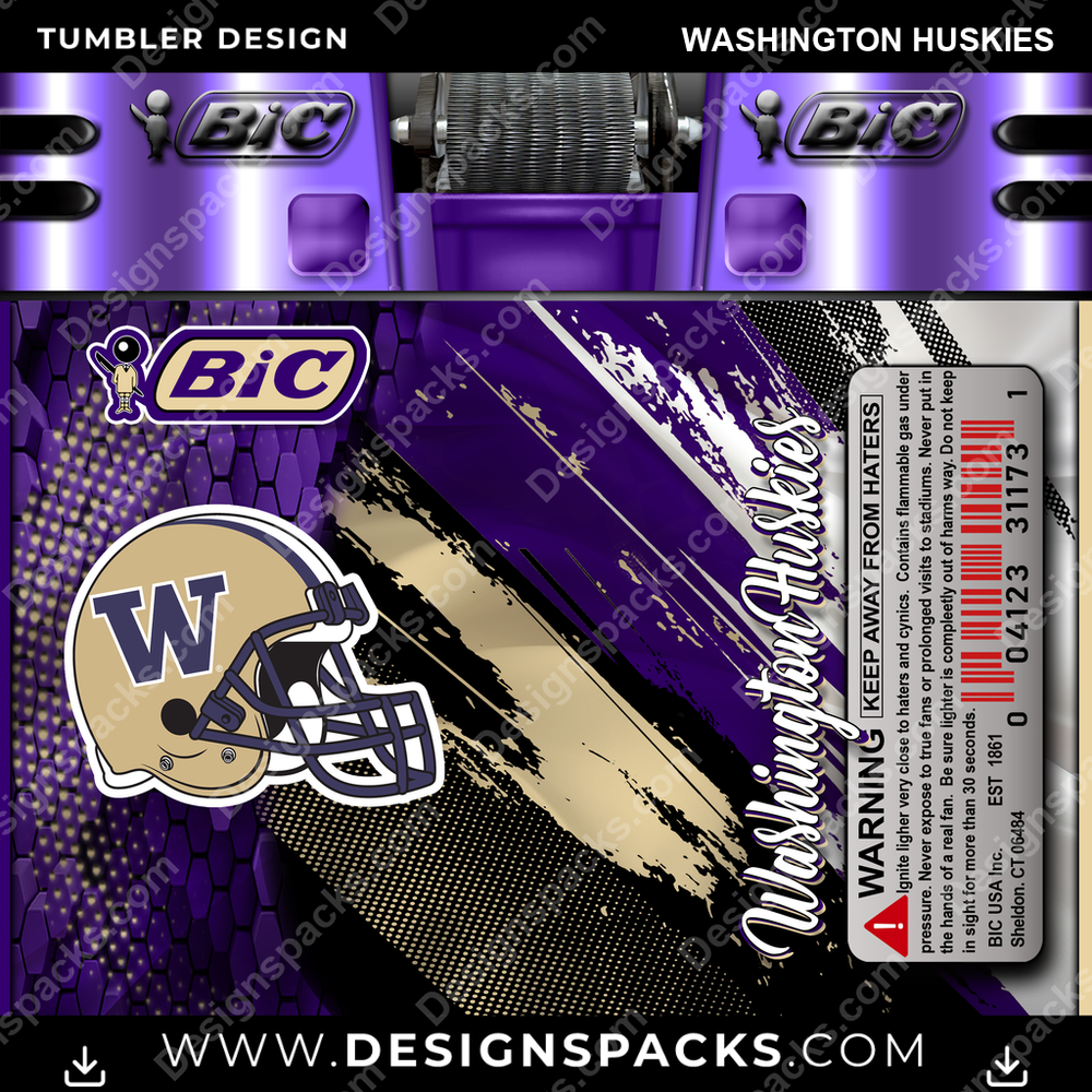 College Sport BIC Lighter Washington Huskies NCAA College Sport Tumbler Digital Wrap Design Download
