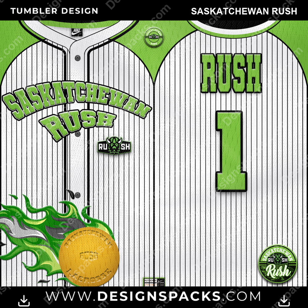 Lacrosse Team Button-Up Jersey Saskatchewan Rush Tumbler Digital Wrap Design