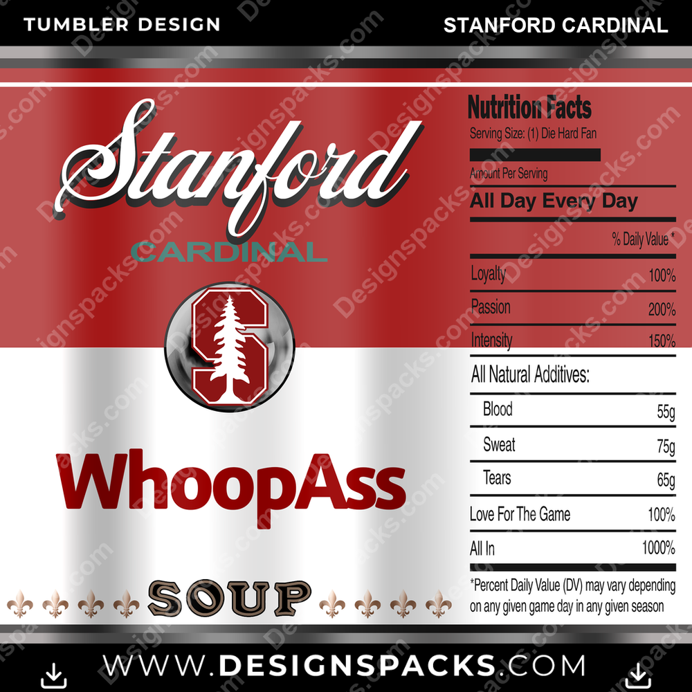 College Sport Soup Can Stanford Cardinal NCAA College Sport Tumbler Digital Wrap Design Download