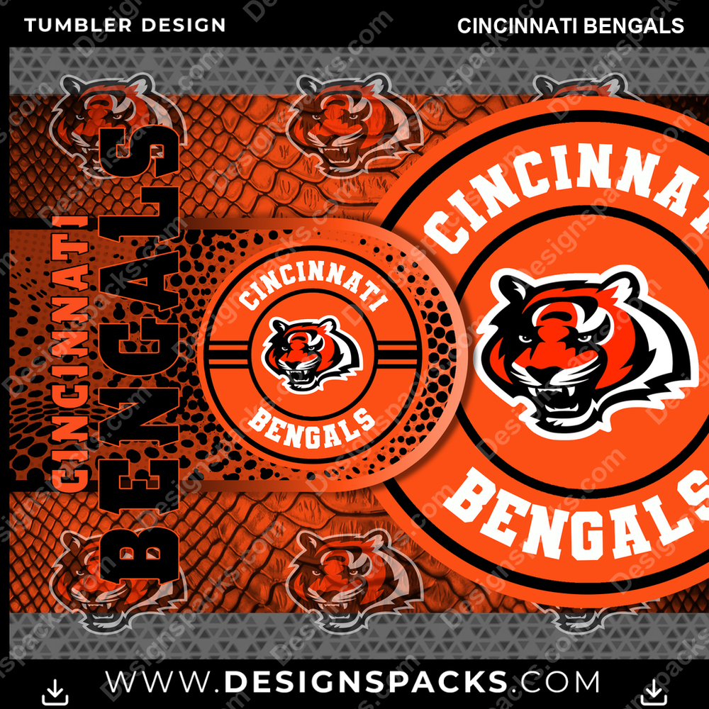 Diseño Digital de Envoltura de Vaso Fútbol Hyper Cincinnati Bengals