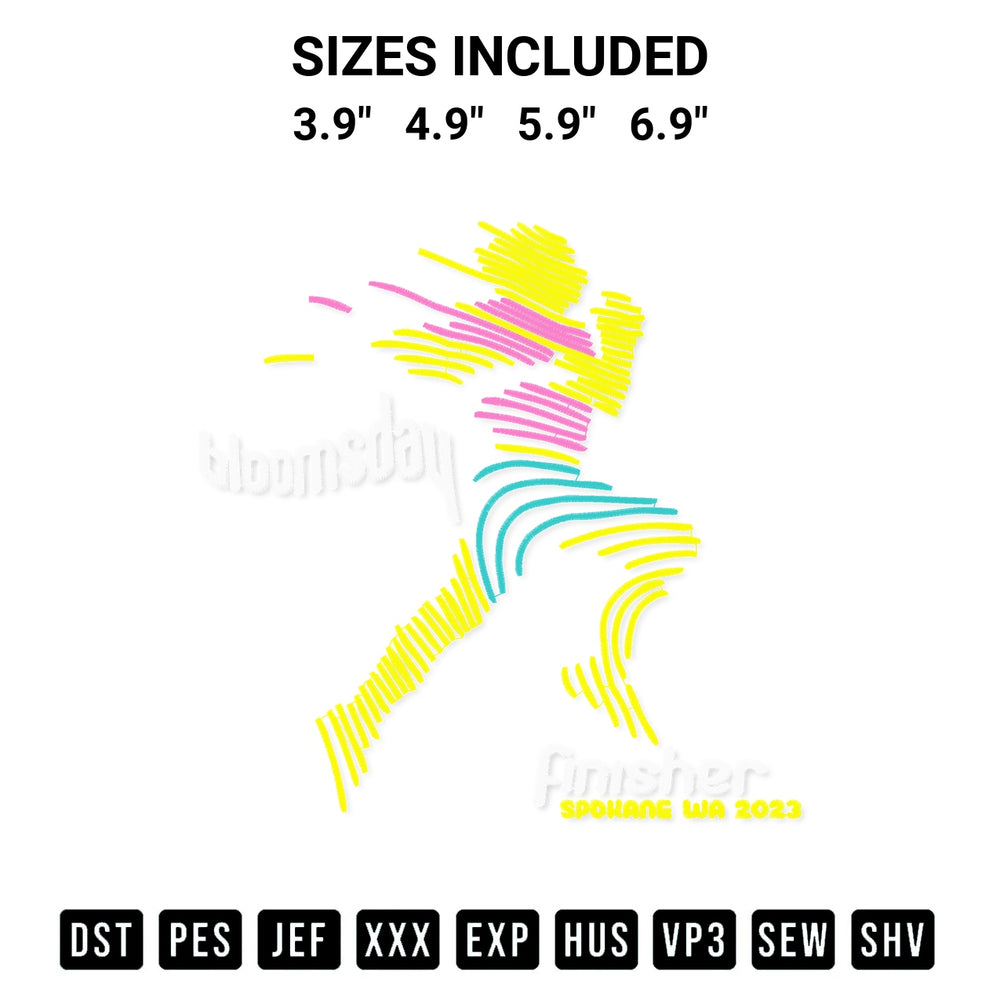 Add a unique touch to your apparel with the Bloomsday 2023 Finisher Spokane Wa Embroidery Design embroidery file. Premium instant download available now on Designspacks.com. Available sizes: 3.9", 4.9", 5.9", 6.9".