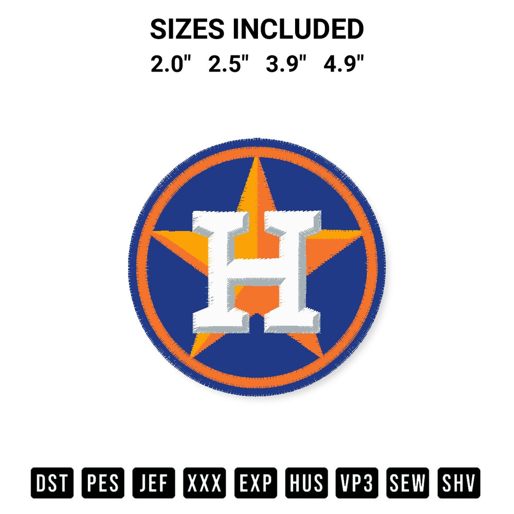 Shop the Houston Astros Embroidery Design machine embroidery pattern at Designspacks.com. Beautifully digitized for flawless stitching on any fabric. Available sizes: 2.0", 2.5", 3.9", 4.9".