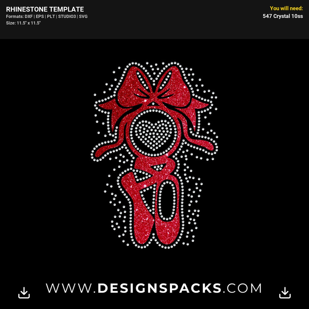 Ballet Ballerina Dance Slippers Rhinestone Digital Template