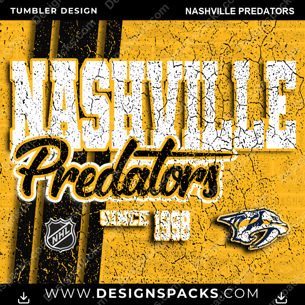 Hockey Grunge Nashville Predators NHL Hockey Tumbler Digital Wrap Design Download