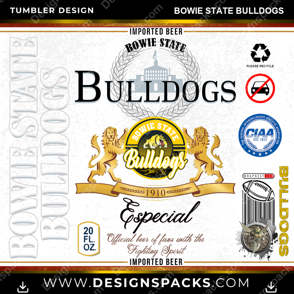 College Sport Modelo Bowie State Bulldogs NCAA College Sport Tumbler Digital Wrap Design Download