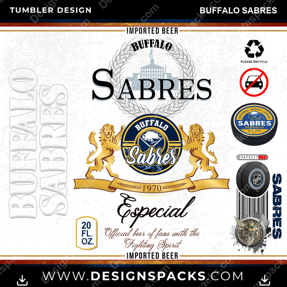 Hockey Modelo Buffalo Sabres Tumbler Digital Wrap Design