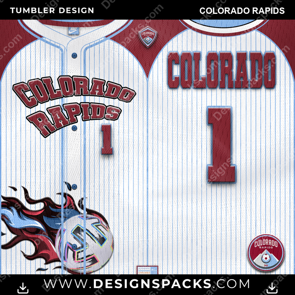 US Soccer Team Button-Up Jersey Colorado Rapids Tumbler Digital Wrap Design