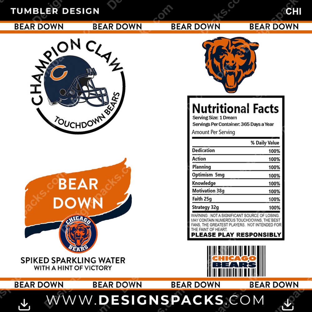Football White Claw CHI Tumbler Digital Wrap Design