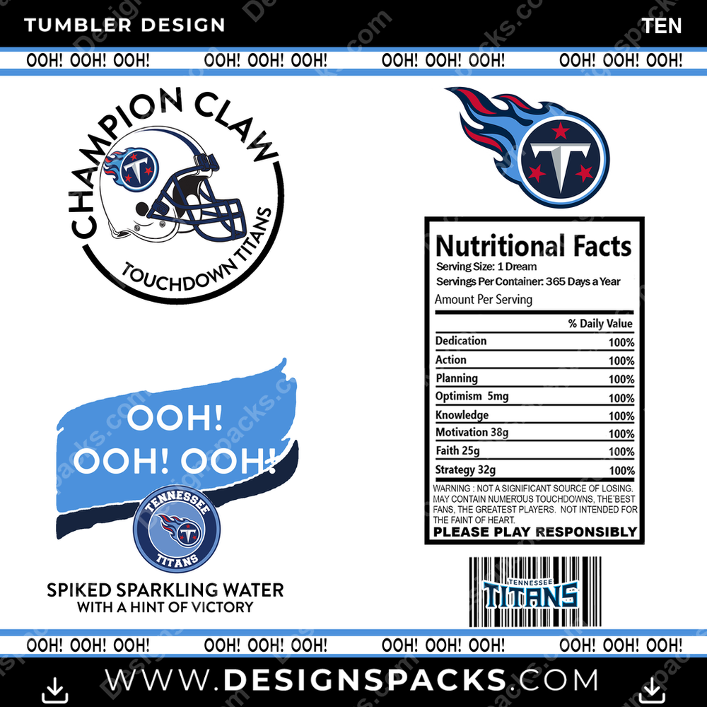 Football White Claw TEN Tumbler Digital Wrap Design