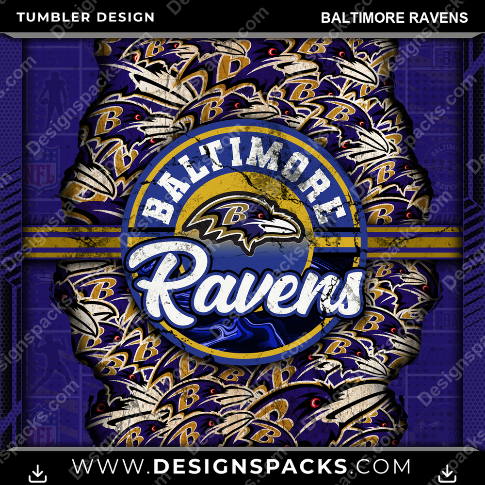 Football Ripped Baltimore Ravens Tumbler Digital Wrap Design