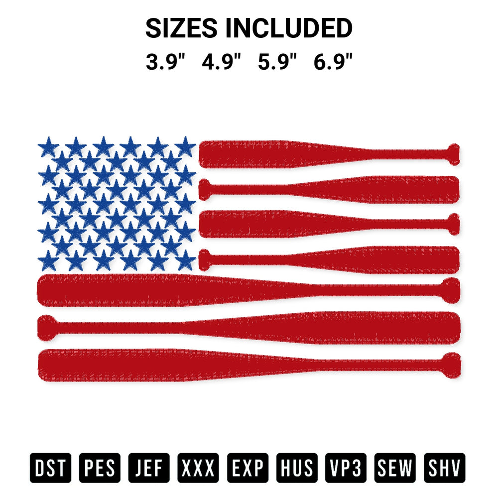Elevate your next project with our American Flag Baseball Embroidery Design embroidery file. Shop high-quality digital patterns instantly at Designspacks.com. Available sizes: 3.9", 4.9", 5.9", 6.9".