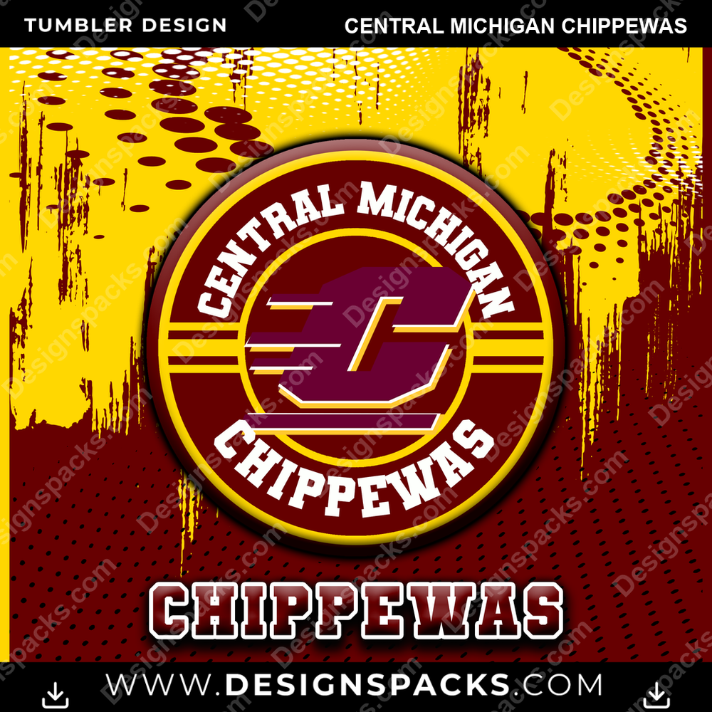 College Sport Dot Logo Central Michigan Chippewas NCAA College Sport Tumbler Digital Wrap Design Download