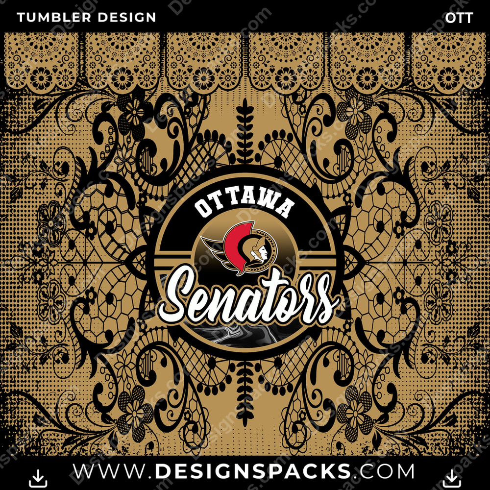 Ice Hockey Lace & Logos OTT Tumbler Digital Wrap Design