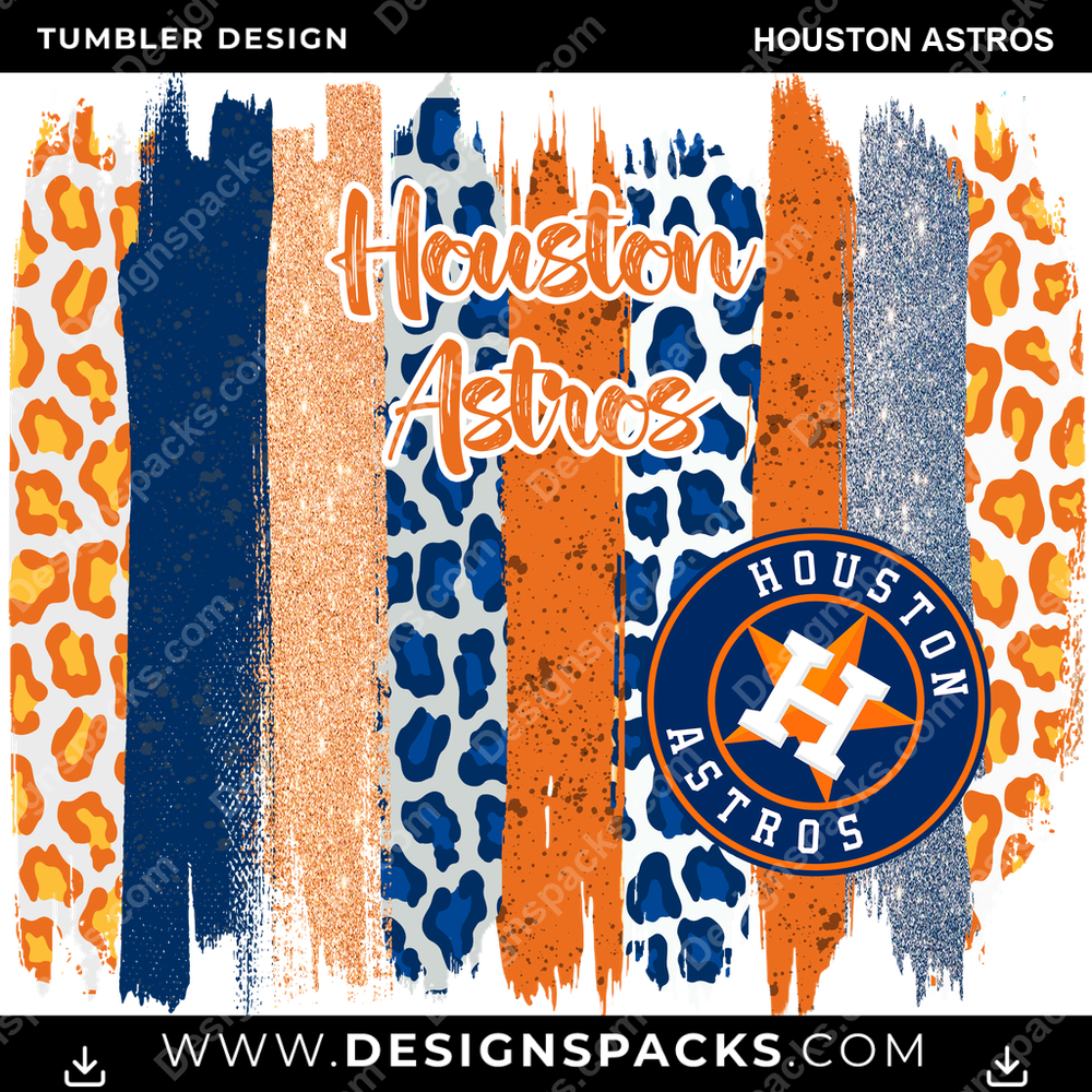 Baseball Brush Strokes Houston Astros Tumbler Digital Wrap Design