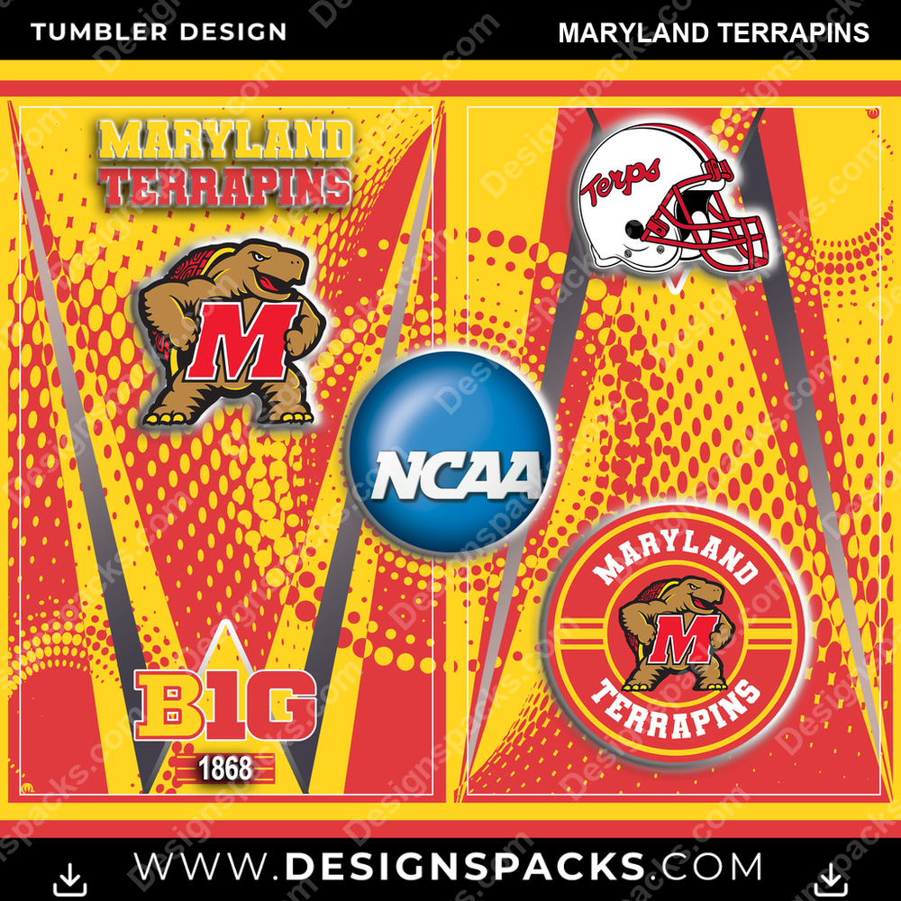 College Sport Team Logo Maryland Terrapins NCAA College Sport Tumbler Digital Wrap Design Download