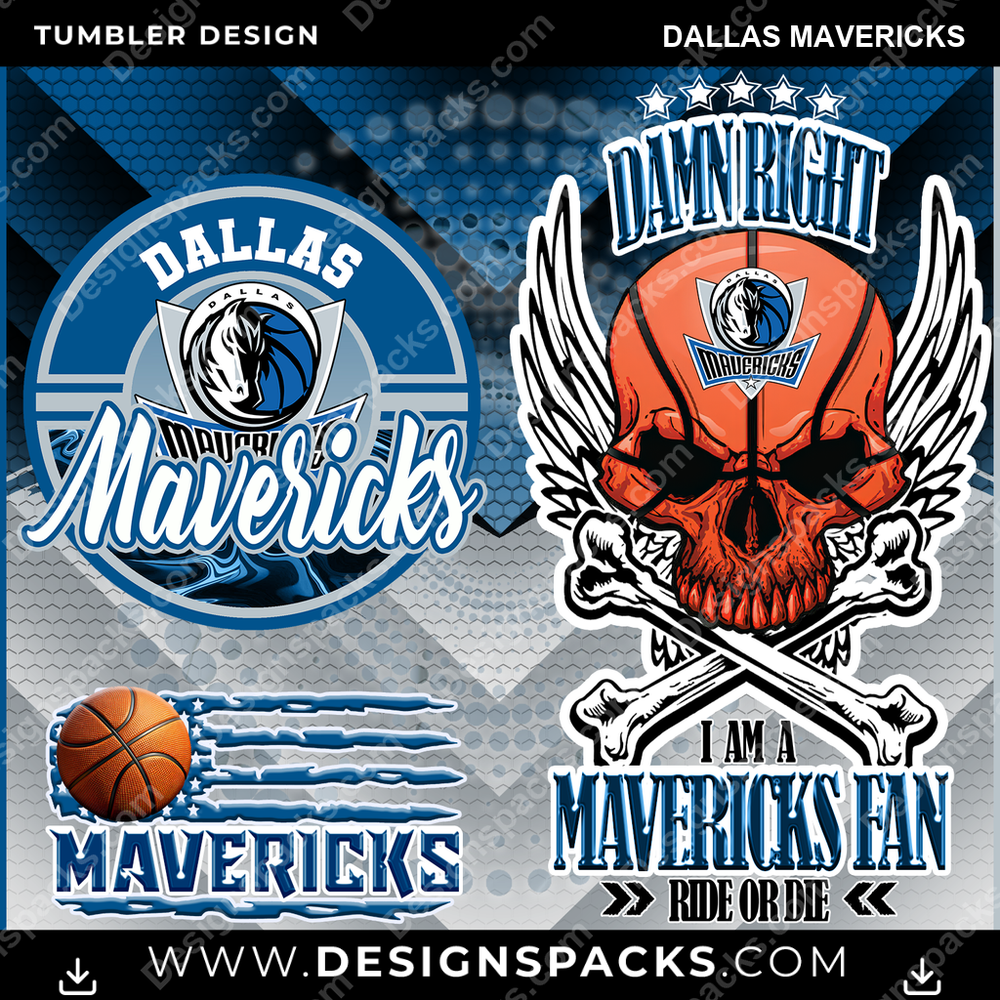 Basketball Skull Dallas Mavericks Tumbler Digital Wrap Design