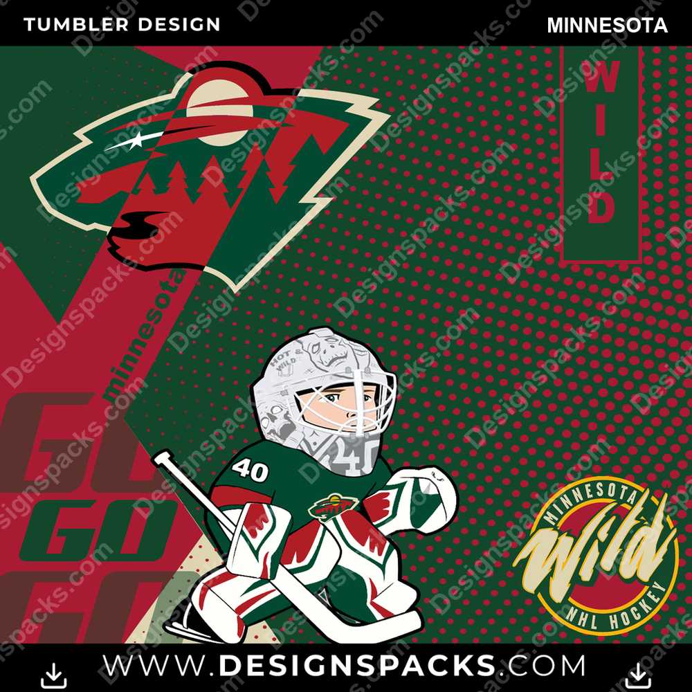 Ice Hockey GO Minnesota Tumbler Digital Wrap Design