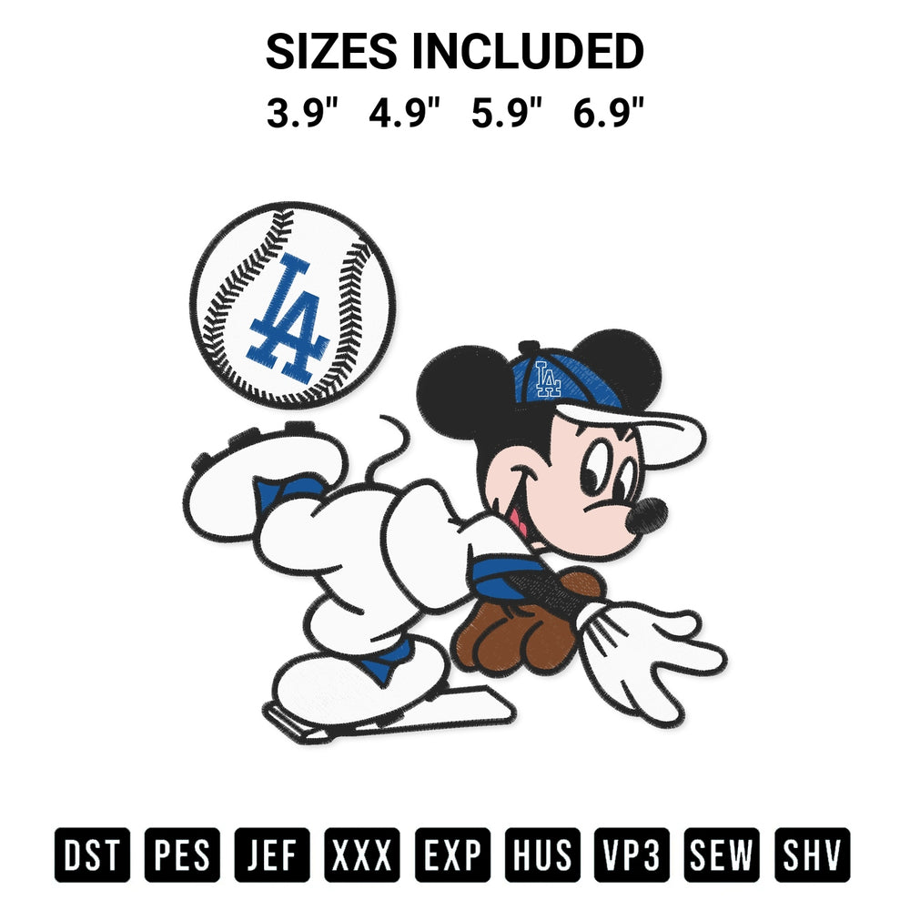 Get the Baseball Los Angeles Dodger Mickey Mouse Embroidery Design embroidery design for your custom crafts! Premium digitized files available for instant download at Designspacks.com. Available sizes: 3.9", 4.9", 5.9", 6.9".