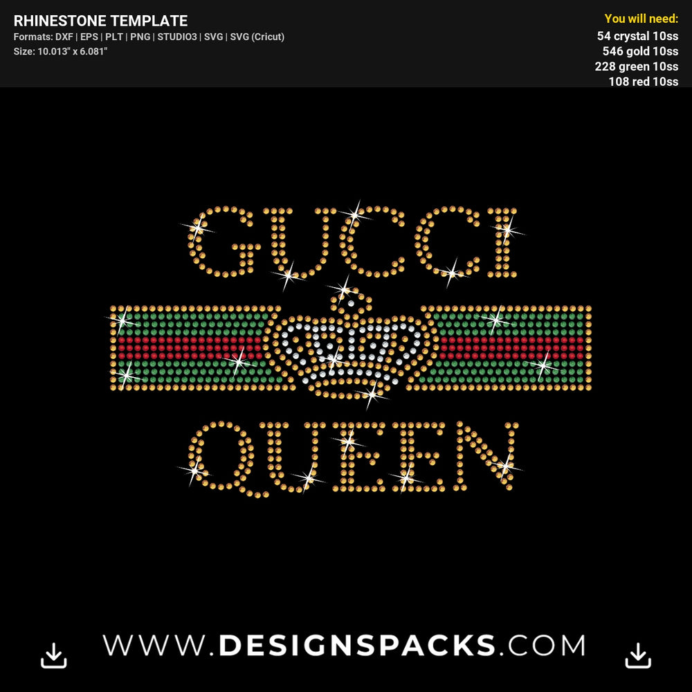 Gucci Queen Fashion Crown Rhinestone Digital Template