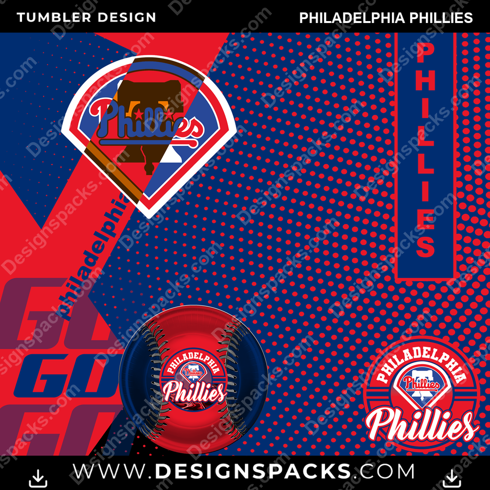 Baseball GO Philadelphia Phillies Tumbler Digital Wrap Design