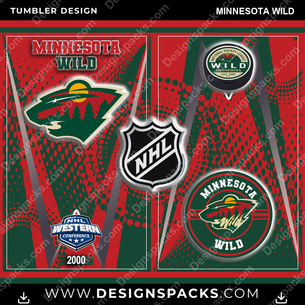 Ice Hockey Team Logo Minnesota Wild NHL Hockey Tumbler Digital Wrap Design Download