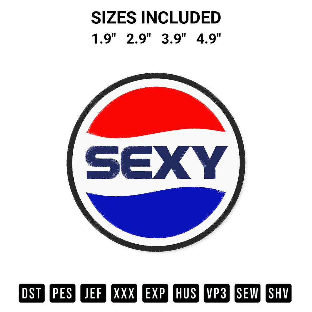 Get the Sexy Pepsi Embroidery Design embroidery design for your custom crafts! Premium digitized files available for instant download at Designspacks.com. Available sizes: 1.9", 2.9", 3.9", 4.9".