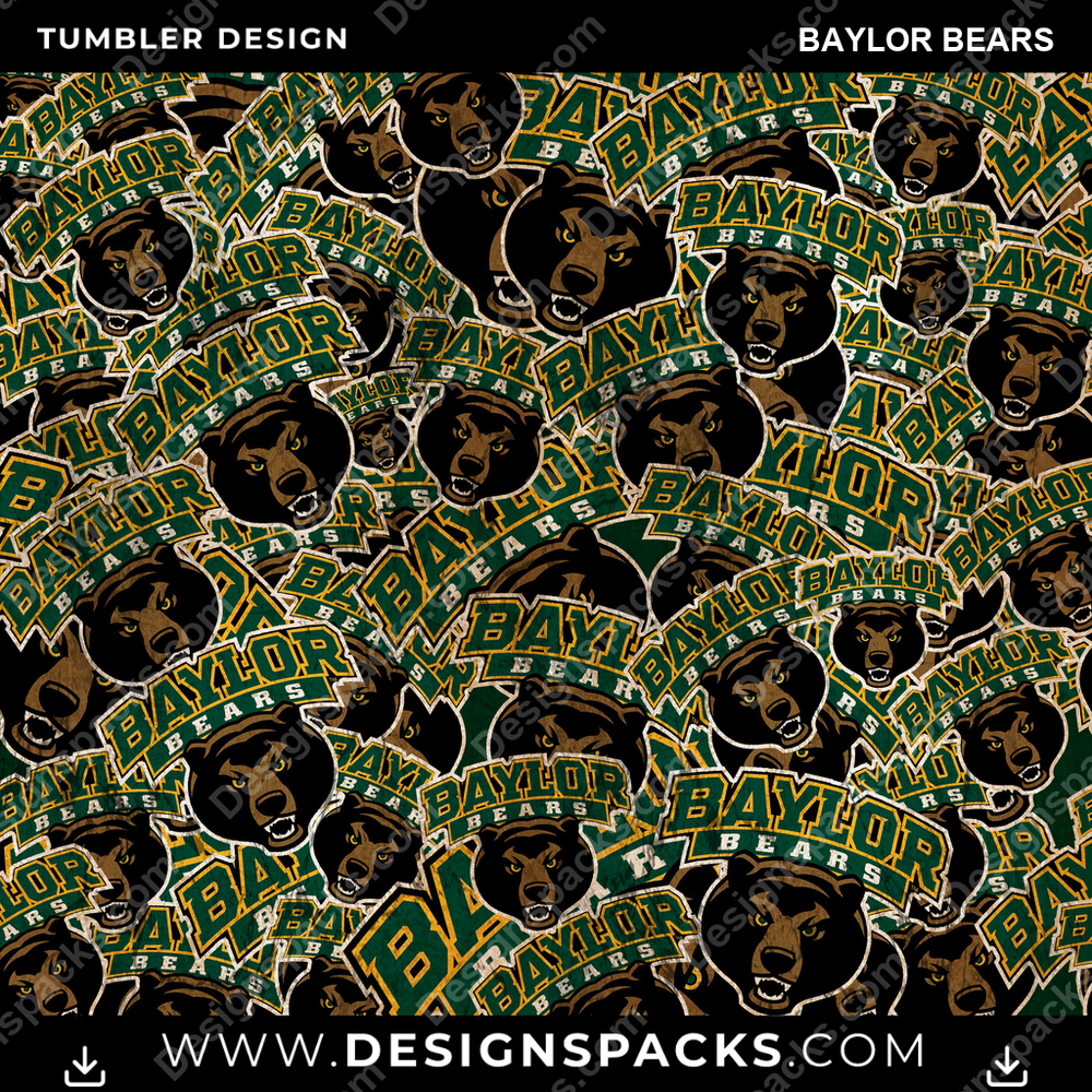 College Sport Logo BG Baylor Bears Tumbler Digital Wrap Design