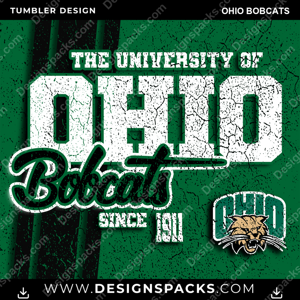 College Sport Grunge Ohio Bobcats NCAA College Sport Tumbler Digital Wrap Design Download
