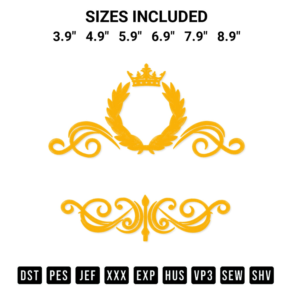 Elevate your next project with our Laurel Wreath Crown Embroidery Design embroidery file. Shop high-quality digital patterns instantly at Designspacks.com. Available sizes: 3.9", 4.9", 5.9", 6.9", 7.9", 8.9".