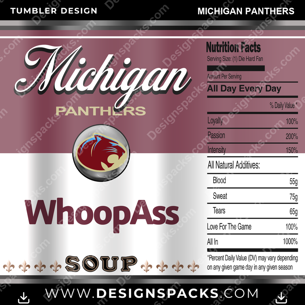 Canada Football Soup Can Michigan Panthers CFL Canada Tumbler Digital Wrap Design Download