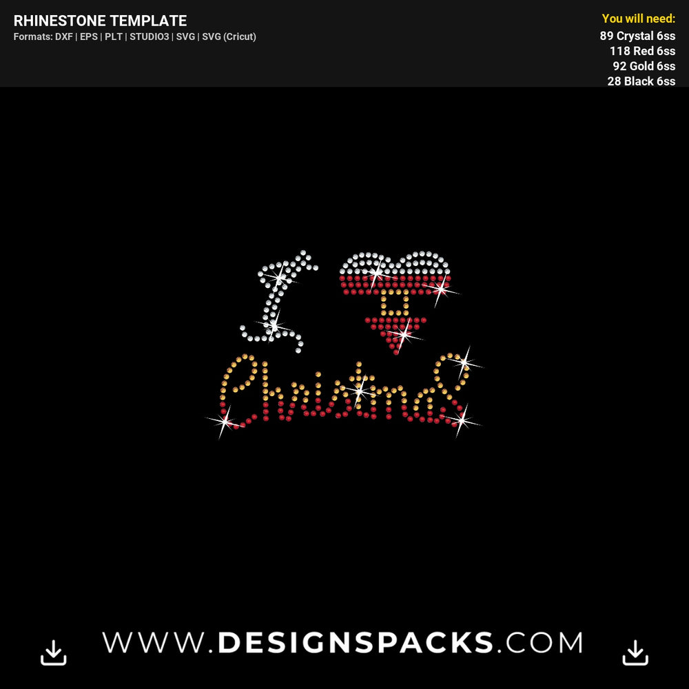 Cricut Love Christmas Mask Rhinestone Digital Template