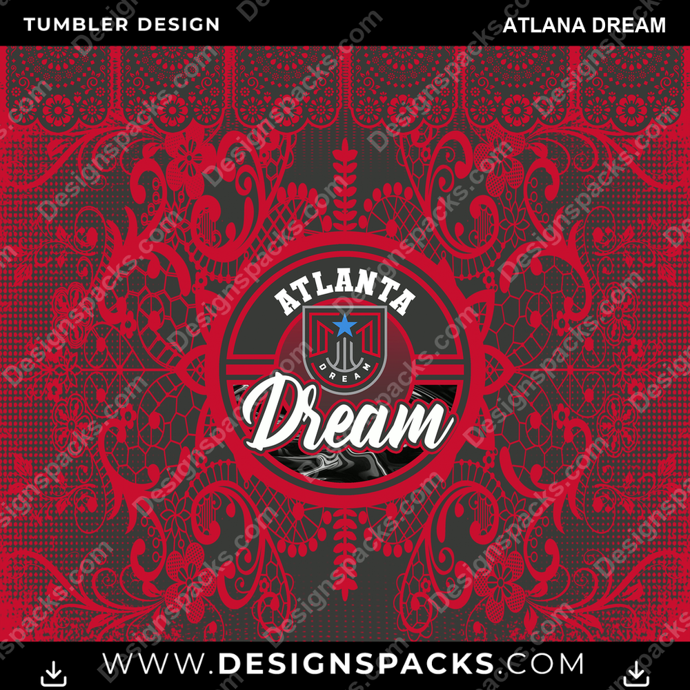 Basketball Lace & Logo Atlana Dream Tumbler Digital Wrap Design