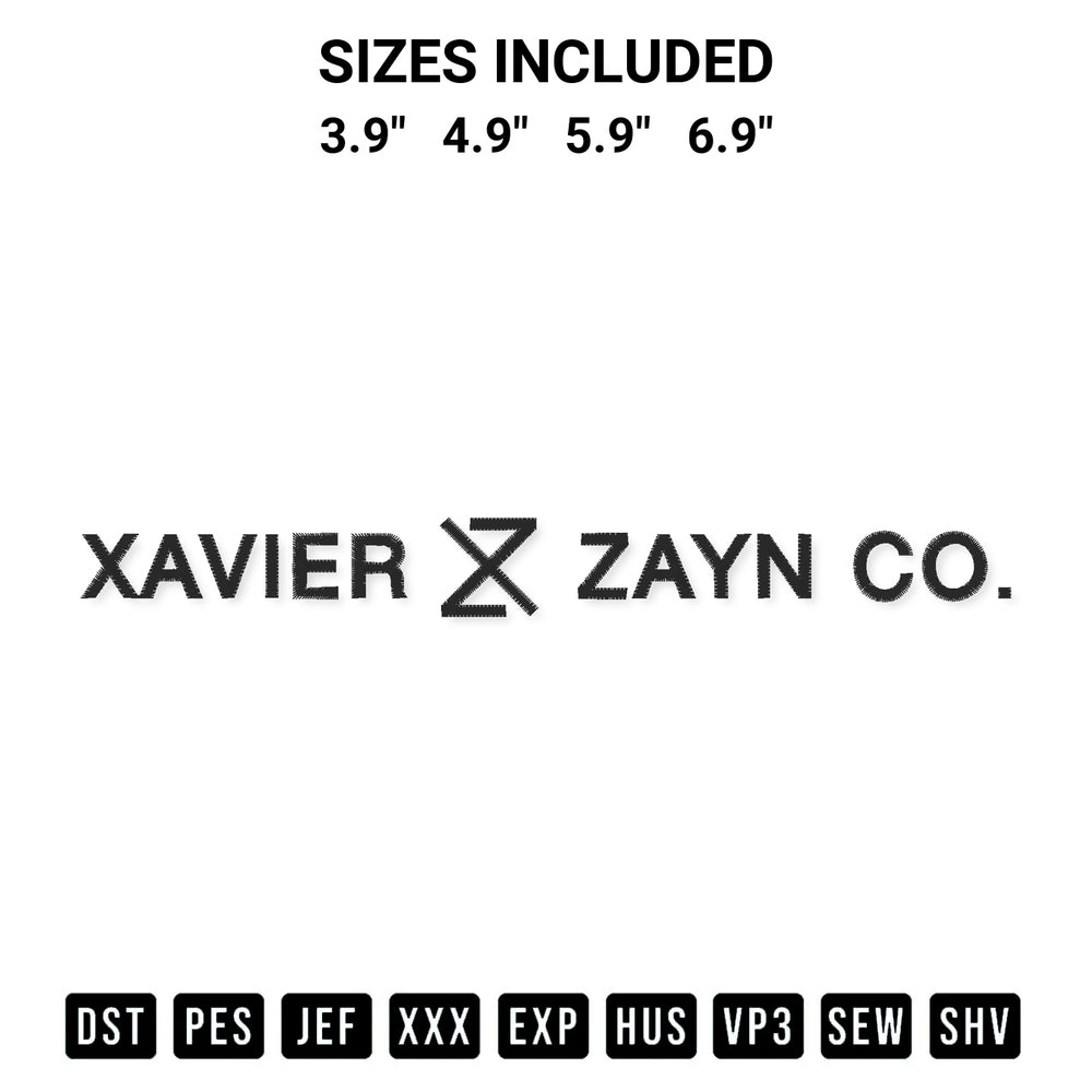 Shop the Xavier And Zayn Co Embroidery Design machine embroidery pattern at Designspacks.com. Beautifully digitized for flawless stitching on any fabric. Available sizes: 3.9", 4.9", 5.9", 6.9".