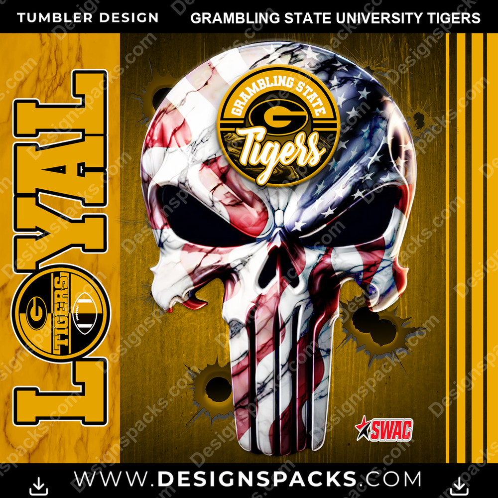 College Sport Loyal Grambling State University Tigers NCAA College Sport Tumbler Digital Wrap Design Download