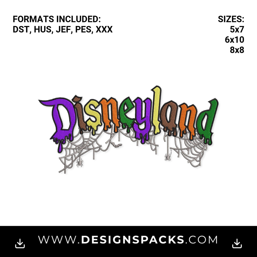 Dripping Halloween Disneyland Spiderweb Embroidery Design - Instant digital download pattern at Designspacks.com