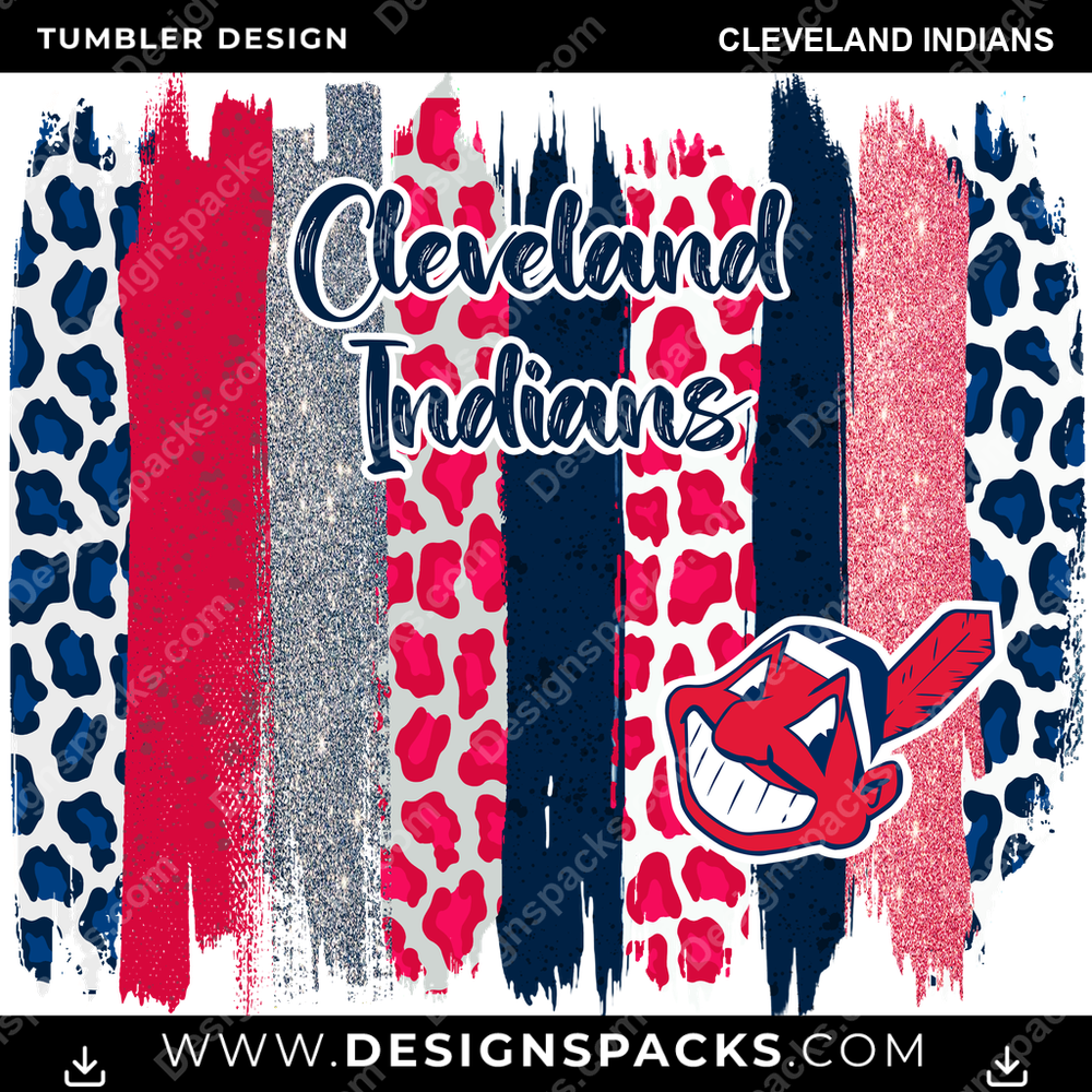 Baseball Brush Strokes Cleveland Indians Tumbler Digital Wrap Design