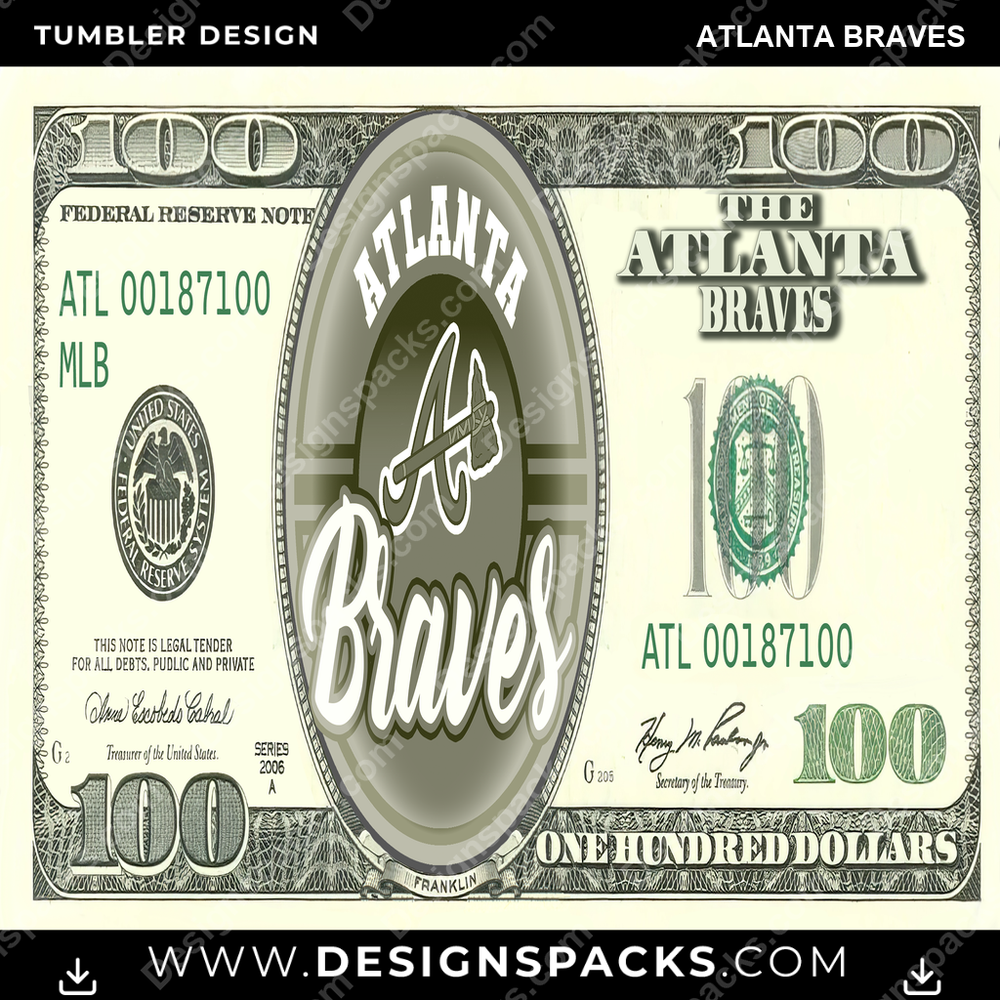 Baseball 100-Dollar-Schein Atlanta Braves Becher Digitales Wickeldesign