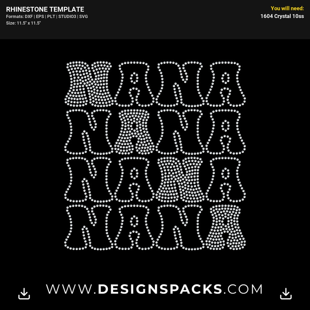 Nana Retro Vintage Boho Rhinestone Digital Template