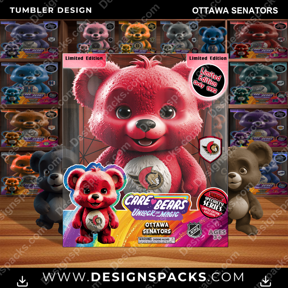 Hockey Care Bear Box Ottawa Senators Tumbler Digital Wrap Design