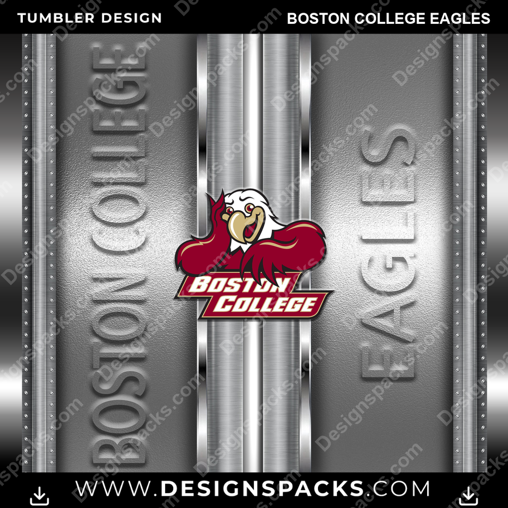 College Sport Metallic Boston College Eagles NCAA College Sport Tumbler Digital Wrap Design Download