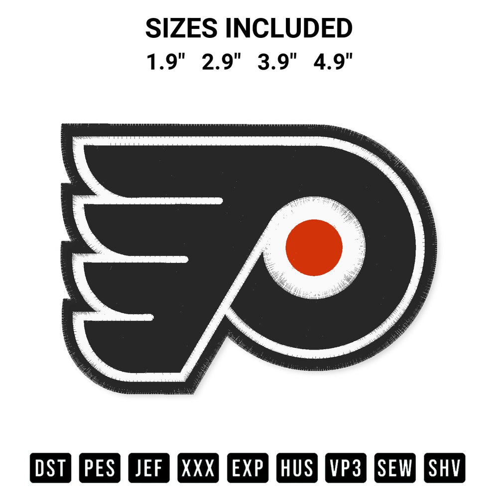 Elevate your next project with our Philadelphia Flyers Nhl Hockey Team Embroidery Design embroidery file. Shop high-quality digital patterns instantly at Designspacks.com. Available sizes: 1.9", 2.9", 3.9", 4.9".