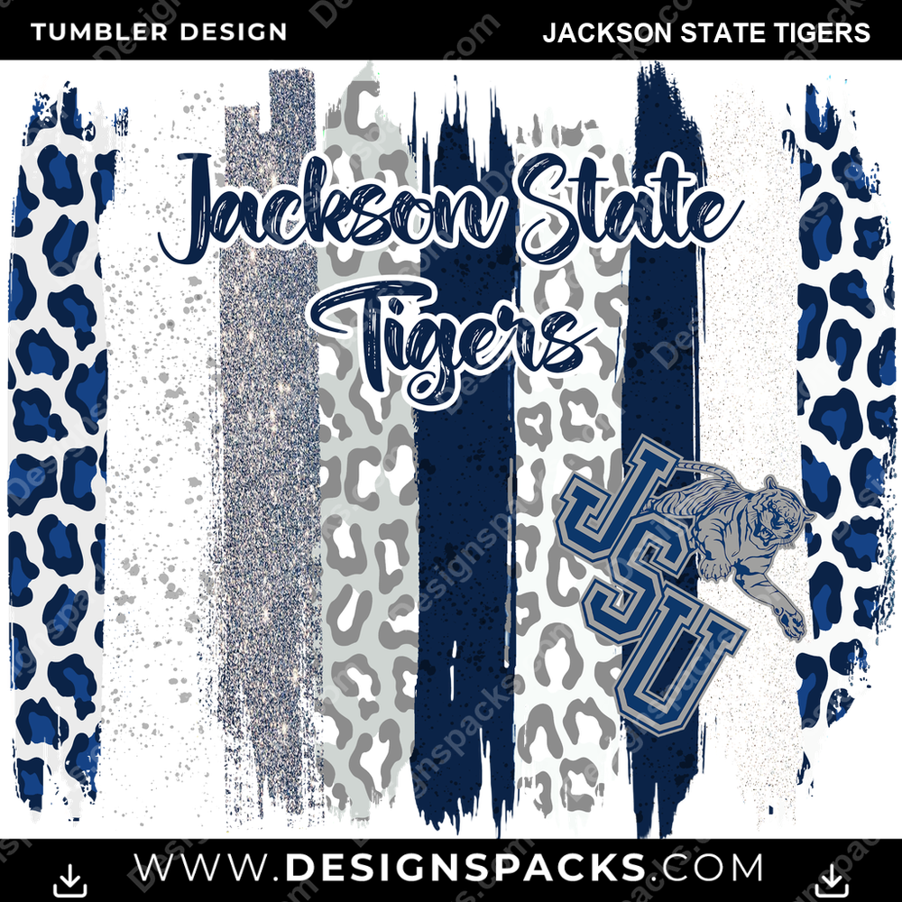 College Sport Brush Strokes Jackson State Tigers NCAA College Sport Tumbler Digital Wrap Design Download
