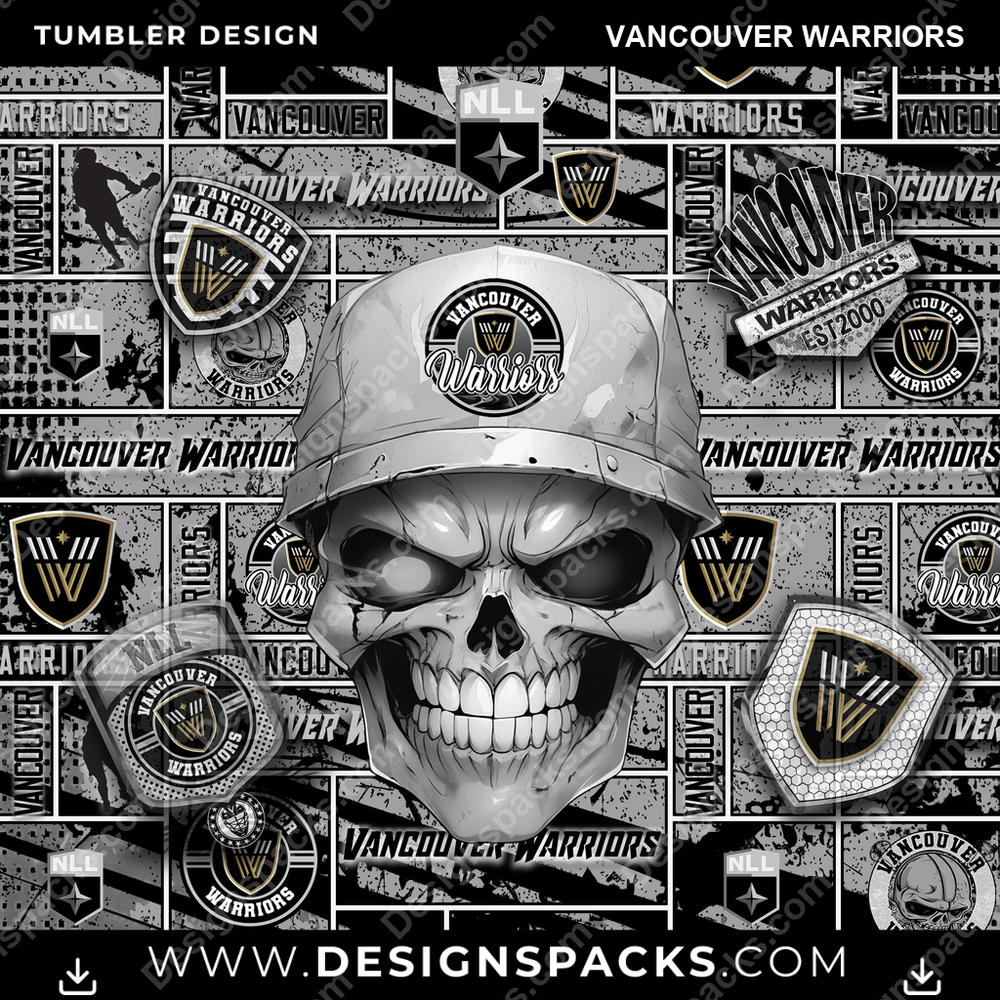 Lacrosse Skull Vancouver Warriors Tumbler Digital Wrap Design