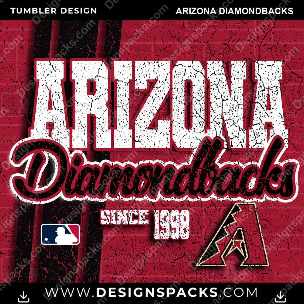 Baseball Grunge Arizona Diamondbacks Tumbler Digital Wrap Design