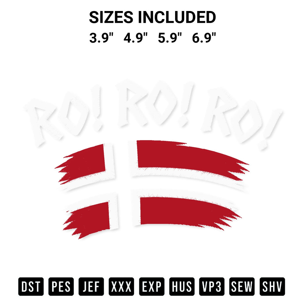 Shop the Ro Ro Norway Flag Embroidery Design machine embroidery pattern at Designspacks.com. Beautifully digitized for flawless stitching on any fabric. Available sizes: 3.9", 4.9", 5.9", 6.9".