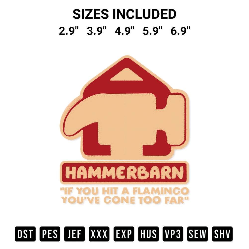 Shop the Hammerbarn Embroidery Design machine embroidery pattern at Designspacks.com. Beautifully digitized for flawless stitching on any fabric. Available sizes: 2.9", 3.9", 4.9", 5.9", 6.9".