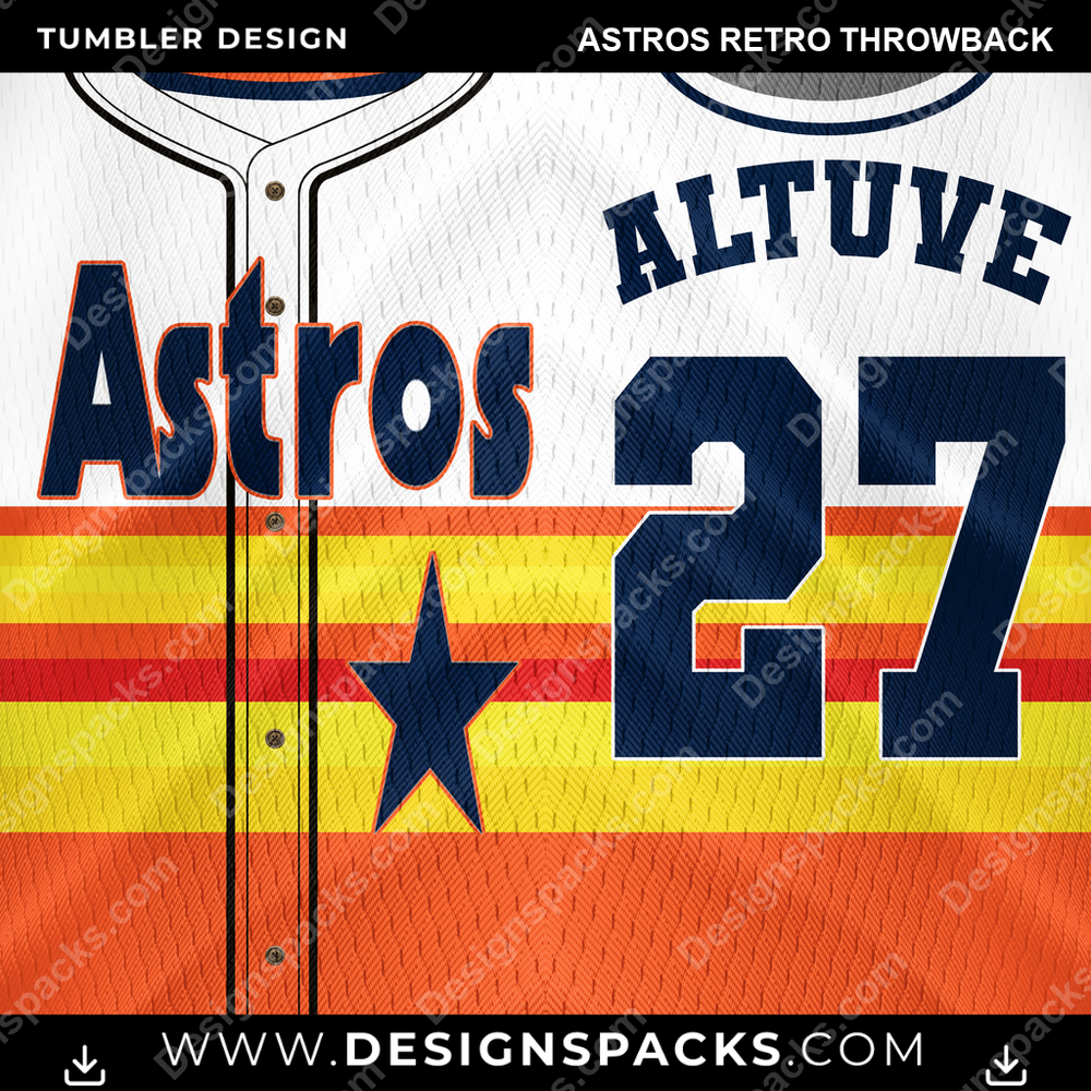 Baseball Jersey Astros Retro Throwback Tumbler Digital Wrap Design