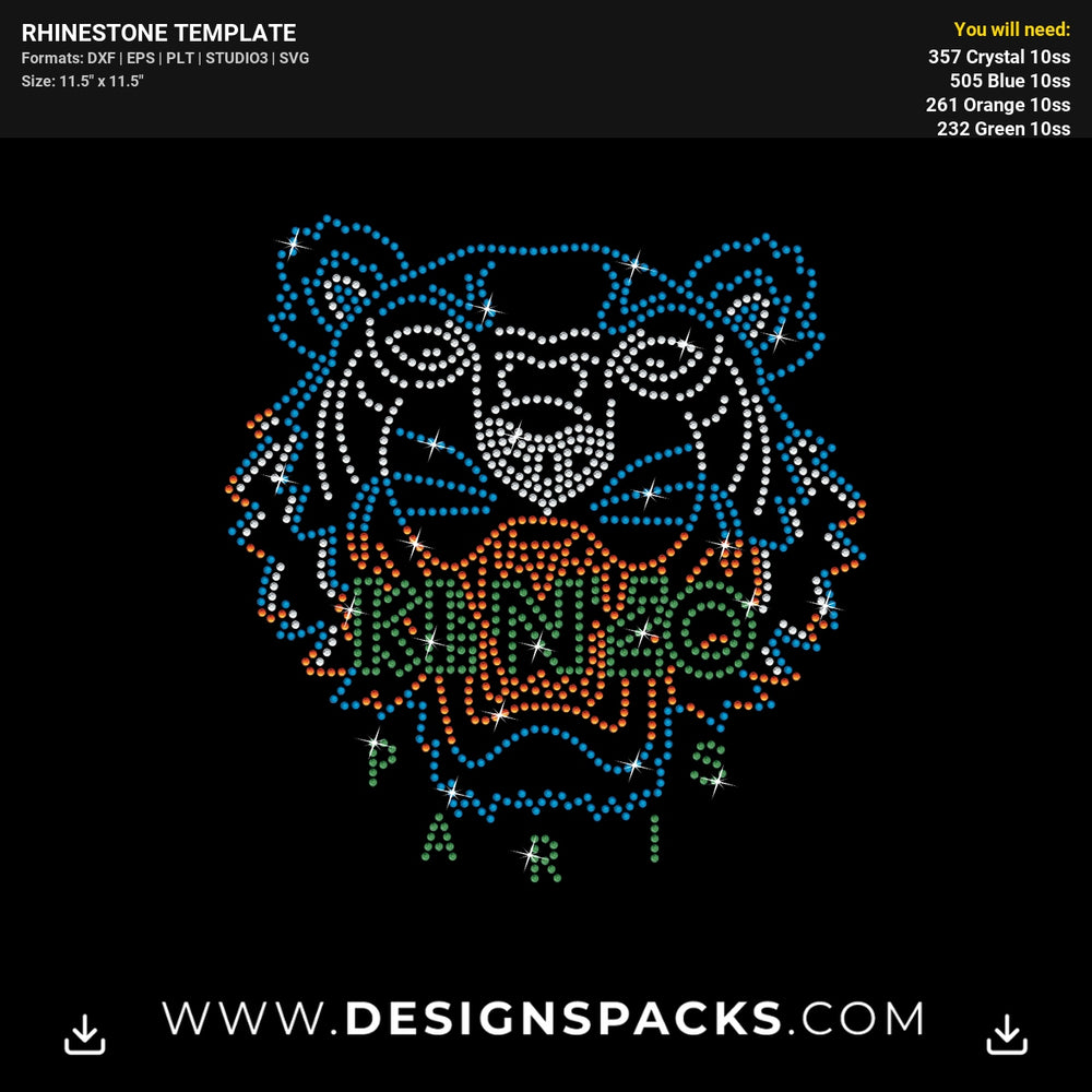 Kenzo Paris Tiger Rhinestone Digital Template