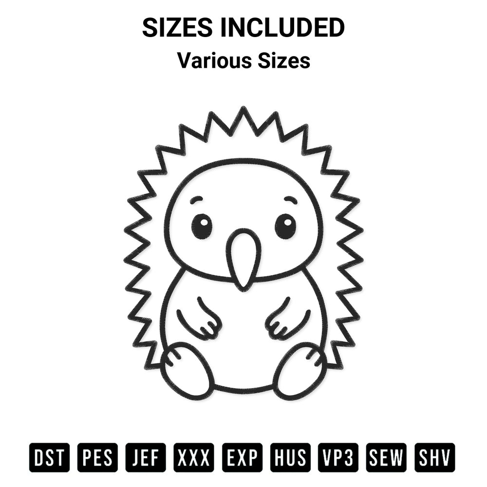 Stitch like a pro with the Echidna Applique Embroidery Design embroidery pattern from Designspacks.com. High-quality digital machine embroidery file. Available sizes: Various Sizes.